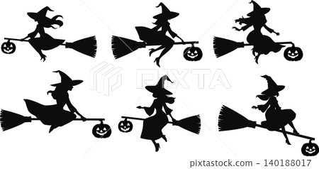 Witch illustration (Halloween) silhouette Witch illustration (Halloween) silhouette 140188017