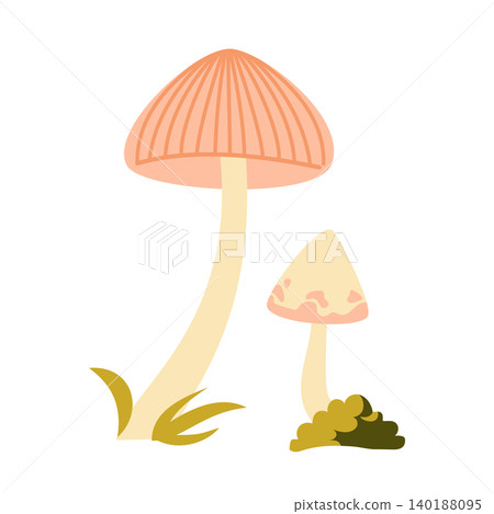 Pink Forest Mushrooms Vector Illustration Flat Geometric Wild Fungus Element Pink Forest Mushrooms Vector Illustration Flat Geometric Wild Fungus Element 140188095