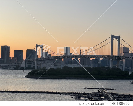 Odaiba's spectacular view, Odaiba night view, Rainbow Bridge Odaiba's spectacular view, Odaiba night view, Rainbow Bridge 140188692