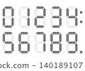 Digital black numbers in the style of an electronic display board 140189107