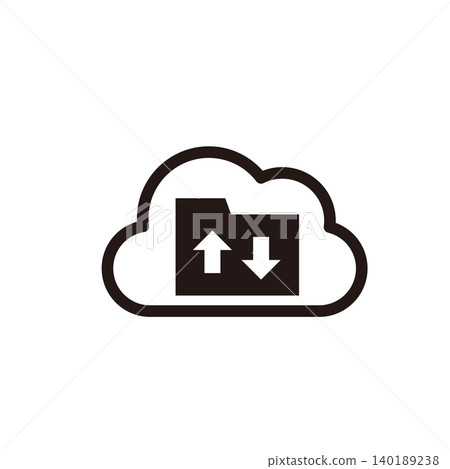 Cloud file sync icon | Line art vector for upload, download, and cloud storage. 140189238