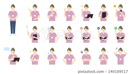 Female Nurse Icon Set (Vector Illustration Material) Female Nurse Icon Set (Vector Illustration Material) 140189517