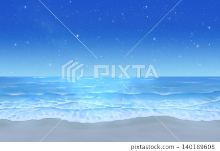 A background illustration of a calm night sea and night sky. A background illustration of a calm night sea and night sky. 140189608