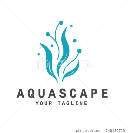 Aquatic Seaweed Plant Bubbles Logo Vector Design 140189713