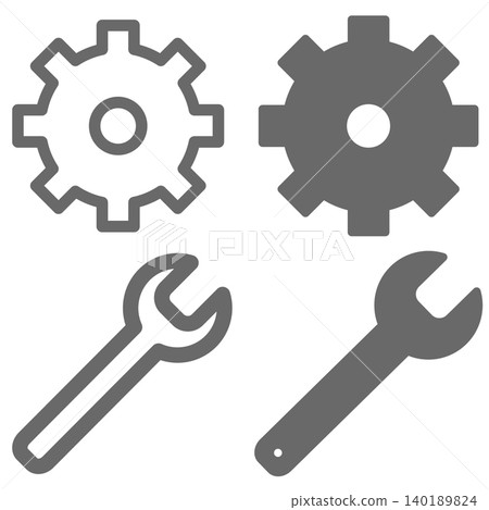 Vector gear and wrench icon set 140189824