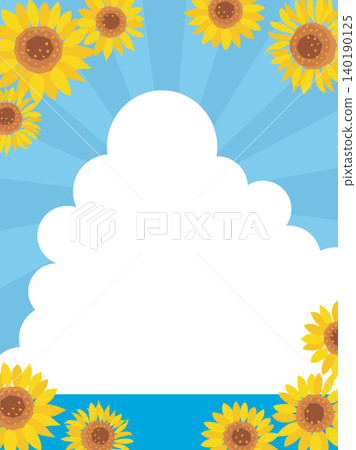 Summer blue sky and sunflowers in the background Summer blue sky and sunflowers in the background 140190125