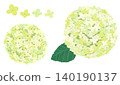 白色繡球花和花卉插圖 140190137