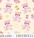 Cute patchwork bear seamless pattern 140190311