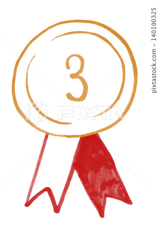 Ranking material medal design with number 3 drawn with a soft marker Ranking material medal design with number 3 drawn with a soft marker 140190325