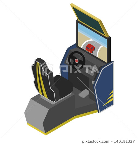 Isometric illustration: Racing game console Isometric illustration: Racing game console 140191327