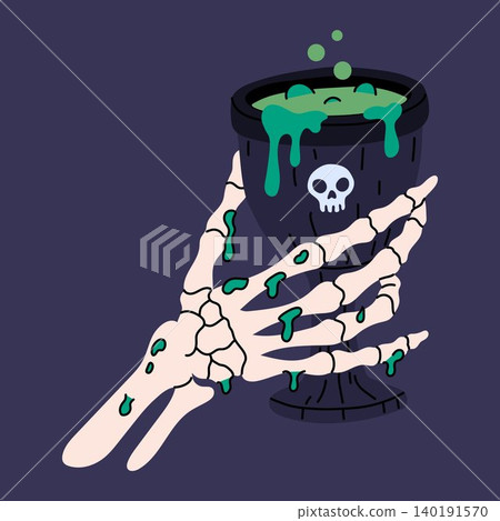 Creepy Skeleton Hand and Witch Cauldron Halloween Art Creepy Skeleton Hand and Witch Cauldron Halloween Art 140191570
