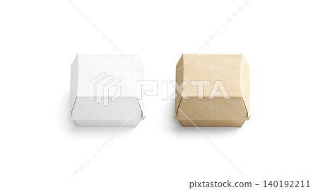 Blank craft and white burger box mockup png, transparent background, 3d rendering. Empty fast food package mock up cut out. Clear portable carton container for cheeseburger or chicken wings template. Blank craft and white burger box mockup png, transparent background, 3d rendering. Empty fast food package mock up cut out. Clear portable carton container for cheeseburger or chicken wings template. 140192211