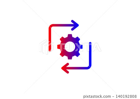 Gradient Gear With Rotating Arrows Icon Representing Update, Sync, Automation and Workflow Processes Gradient Gear With Rotating Arrows Icon Representing Update, Sync, Automation and Workflow Processes 140192808