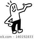 The person giving the tour. A loosely drawn, hand-drawn stick figure. 140192833