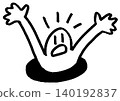 A person falls into a swamp. A rescue request is made. The figure is a loosely drawn stick figure. 140192837