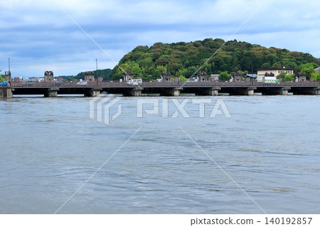 Setagawa Weir as seen from the downstream side of the Setagawa River Setagawa Weir as seen from the downstream side of the Setagawa River 140192857