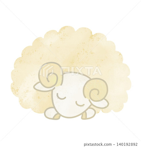 毛茸茸的綿羊手繪插圖素材 140192892