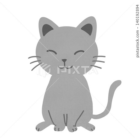 Hand-drawn illustration of a sitting gray cat. Hand-drawn illustration of a sitting gray cat. 140192894