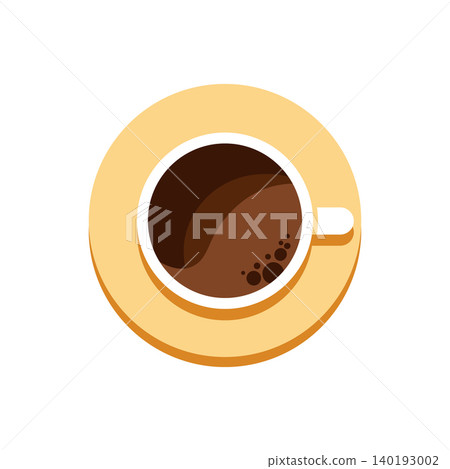 Overhead View of a Coffee Cup on a Saucer. Illustration. Overhead View of a Coffee Cup on a Saucer. Illustration. 140193002