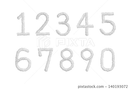 [Numbers] Hand-embroidered illustration material 140193072