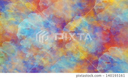 Blue Pink and Red Abstract Watercolor Painted Background with Brush Stroke Texture 140193161