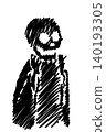Spooky Skeleton Halloween Illustration in Hand Drawn Sketch Style 140193305