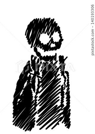 Spooky Skeleton Halloween Illustration in Hand Drawn Sketch Style Spooky Skeleton Halloween Illustration in Hand Drawn Sketch Style 140193306