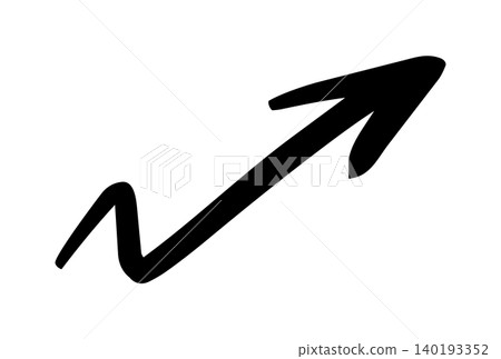 Hand-drawn upward curved arrow vector, black. Hand-drawn upward curved arrow vector, black. 140193352