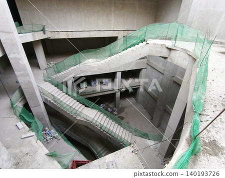 Top View of Circular Concrete Staircase Top View of Circular Concrete Staircase 140193726