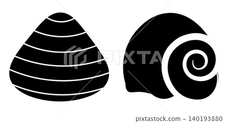 Seashell Silhouette Icon Collection Isolated on White Background 140193880