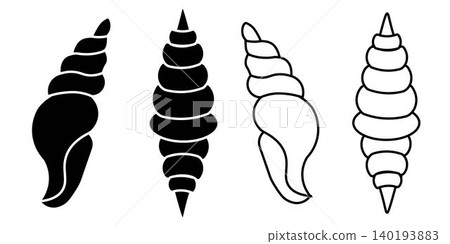 Seashell Silhouette Icon Collection Isolated on White Background Seashell Silhouette Icon Collection Isolated on White Background 140193883