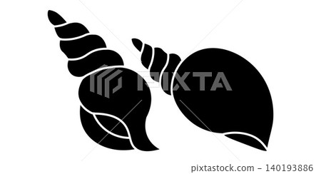 Seashell Silhouette Icon Collection Isolated on White Background 140193886