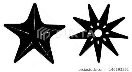 Black starfish silhouette on white background Black starfish silhouette on white background 140193891