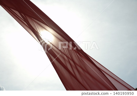 Red Color Cloth Flying In Wind Red Color Cloth Flying In Wind 140193950