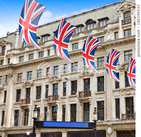 London UK flags in Oxford Street W1 London UK flags in Oxford Street W1 140194332