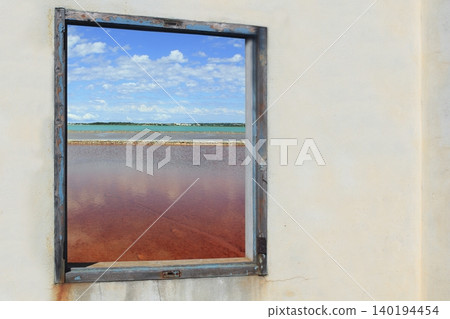 Ses salines formentera view from wooden window Ses salines formentera view from wooden window 140194454