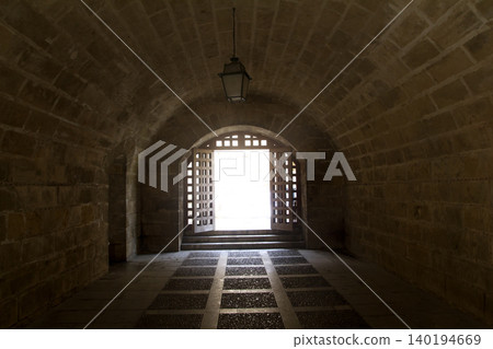 almudaina and Majorca Cathedral tunnel arches in Palma almudaina and Majorca Cathedral tunnel arches in Palma 140194669