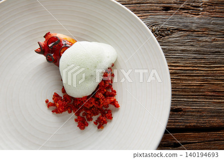 Grilled octopus with parsley air foam Grilled octopus with parsley air foam 140194693