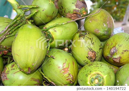 coconuts fruits stacked for making juice water coconuts fruits stacked for making juice water 140194722
