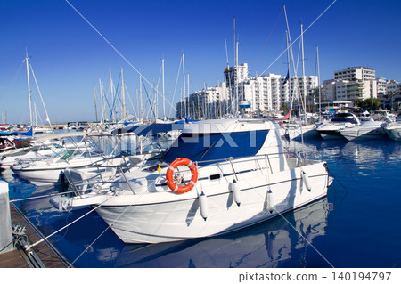 Ibiza San antonio Abad marina port in blue Ibiza San antonio Abad marina port in blue 140194797