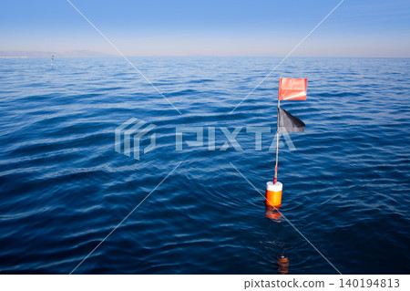 Longliner and trammel net buoy with flag pole 140194813
