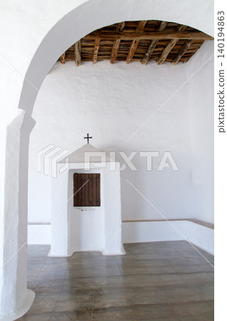 Ibiza white church in Sant Carles Peralta 140194863