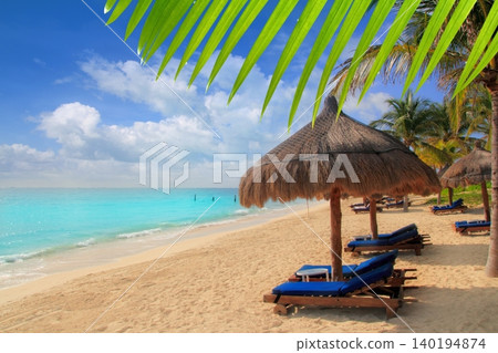 Mayan Riviera beach palm trees sunroof Caribbean 140194874
