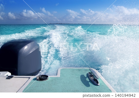 boat outboard stern with prop wash caribbean foam boat outboard stern with prop wash caribbean foam 140194942