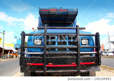 aged grunge old truck under blue sky aged grunge old truck under blue sky 140194991