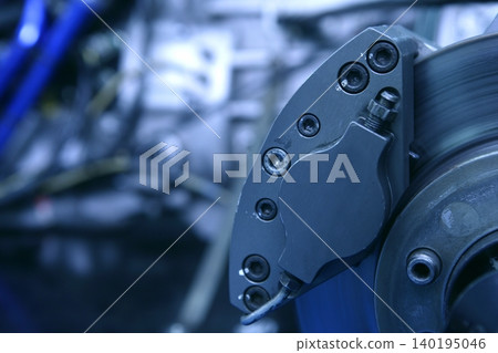Disk brakes macro detail with engine  140195046