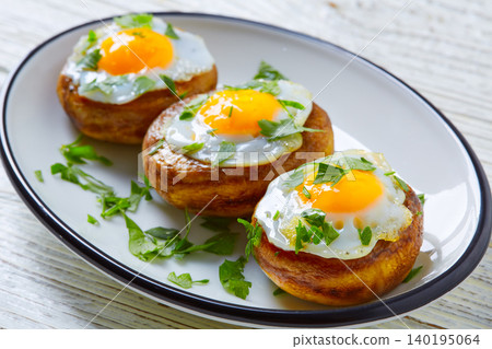 Tapas mushrooms with quail eggs from Spain Tapas mushrooms with quail eggs from Spain 140195064