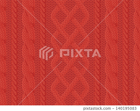 Illustration material of Aran knit fabric_Red 140195083