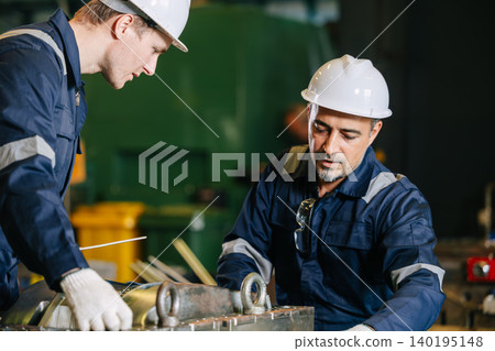 Engineer worker team service injection mold, Professional men work in die casting plant mold service Engineer worker team service injection mold, Professional men work in die casting plant mold service 140195148