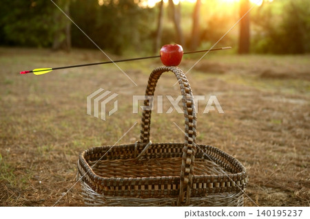 William tell metaphor with red apple and arrow 140195237